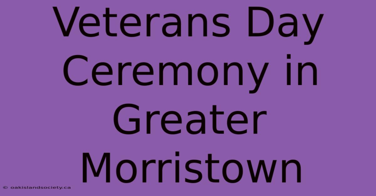 Veterans Day Ceremony In Greater Morristown