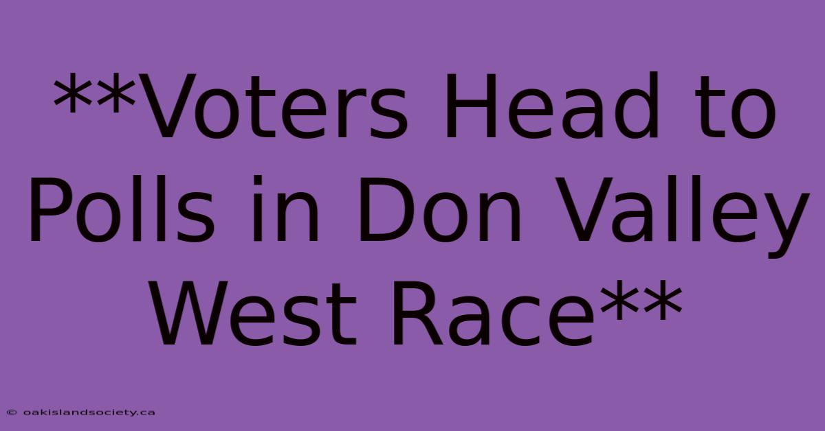 **Voters Head To Polls In Don Valley West Race**