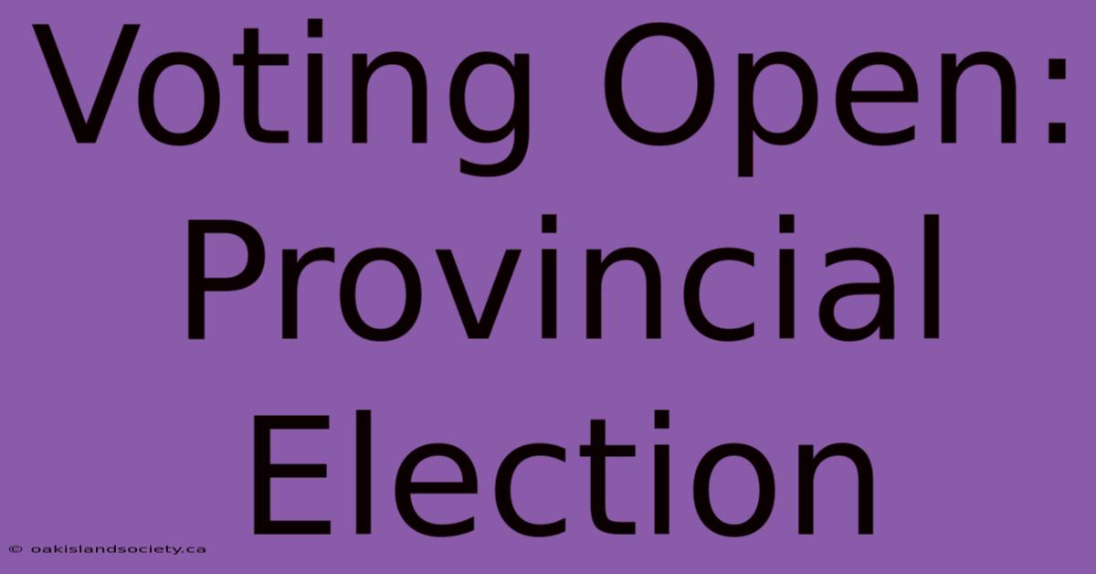 Voting Open: Provincial Election