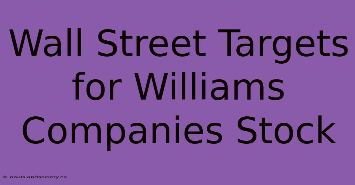 Wall Street Targets For Williams Companies Stock