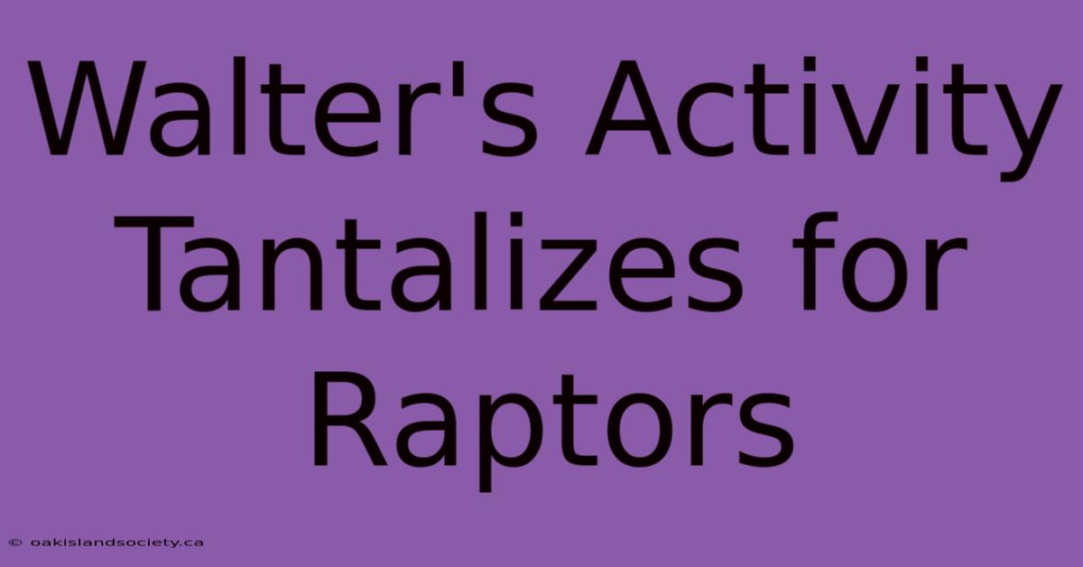 Walter's Activity Tantalizes For Raptors