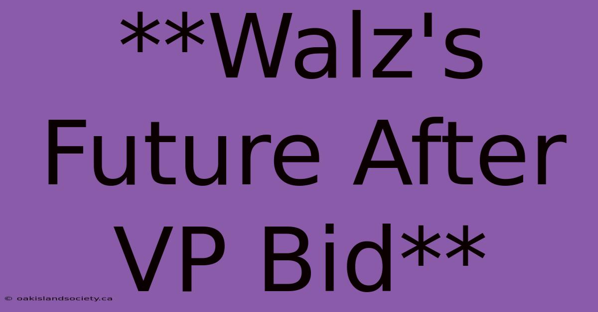 **Walz's Future After VP Bid**