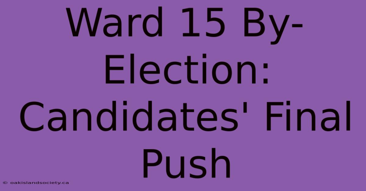 Ward 15 By-Election: Candidates' Final Push