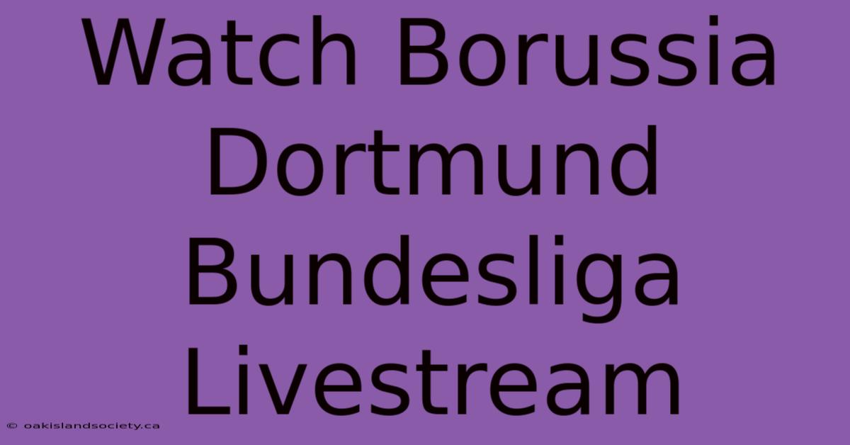 Watch Borussia Dortmund Bundesliga Livestream