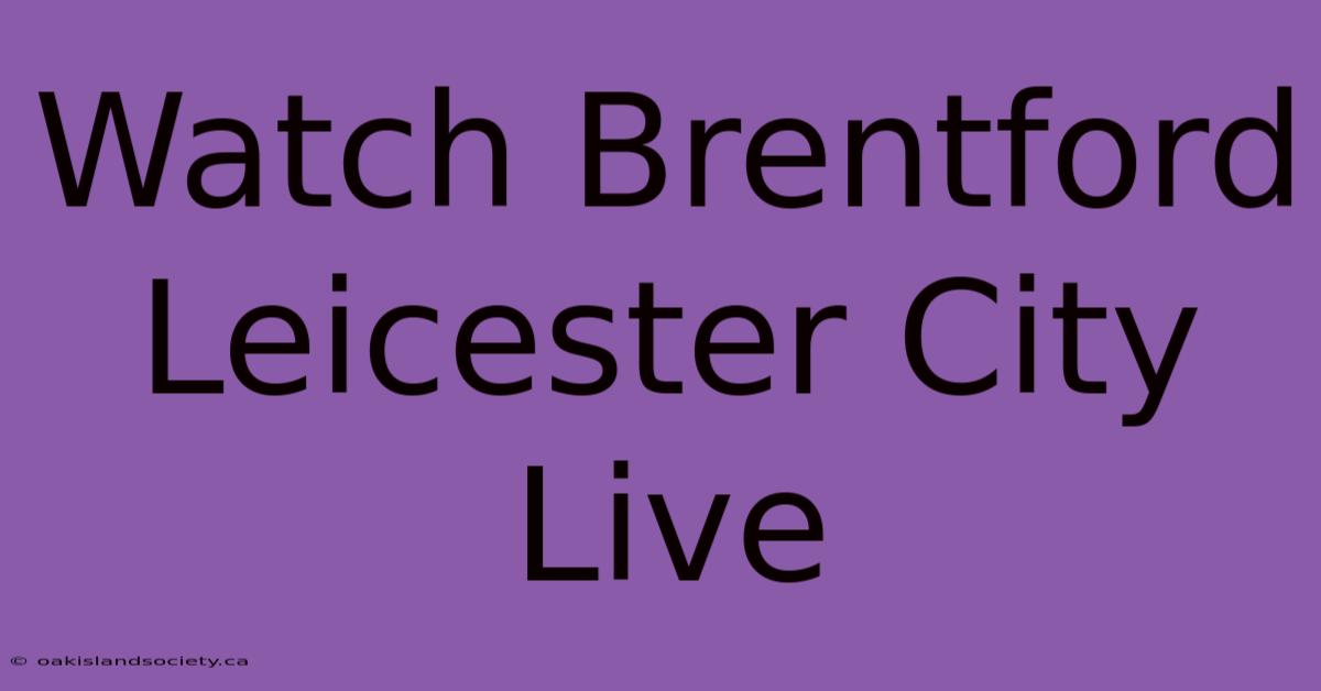 Watch Brentford Leicester City Live