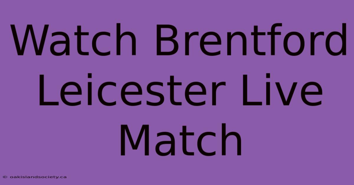 Watch Brentford Leicester Live Match