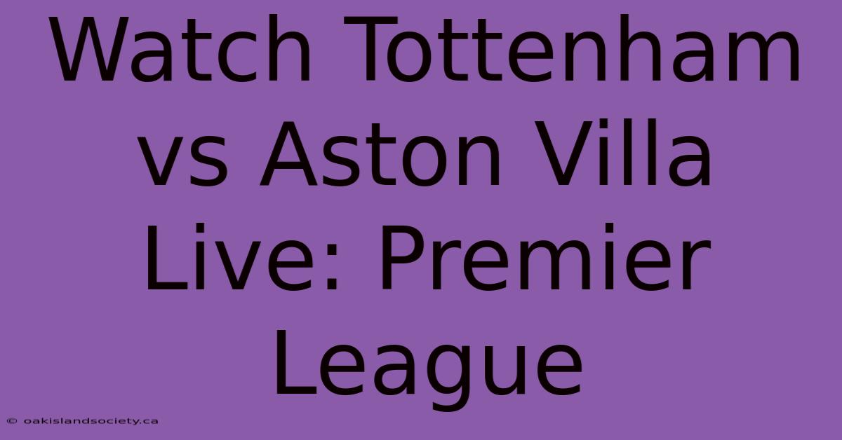 Watch Tottenham Vs Aston Villa Live: Premier League