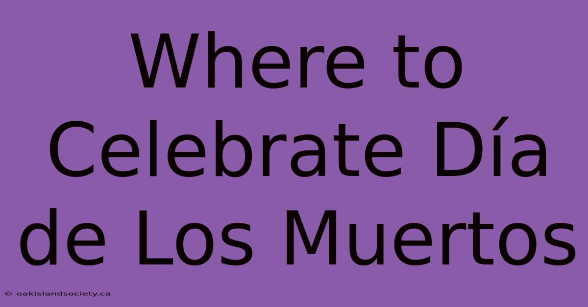 Where To Celebrate Día De Los Muertos