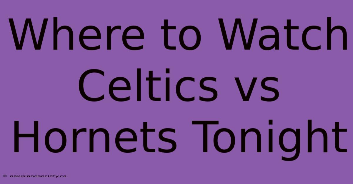 Where To Watch Celtics Vs Hornets Tonight