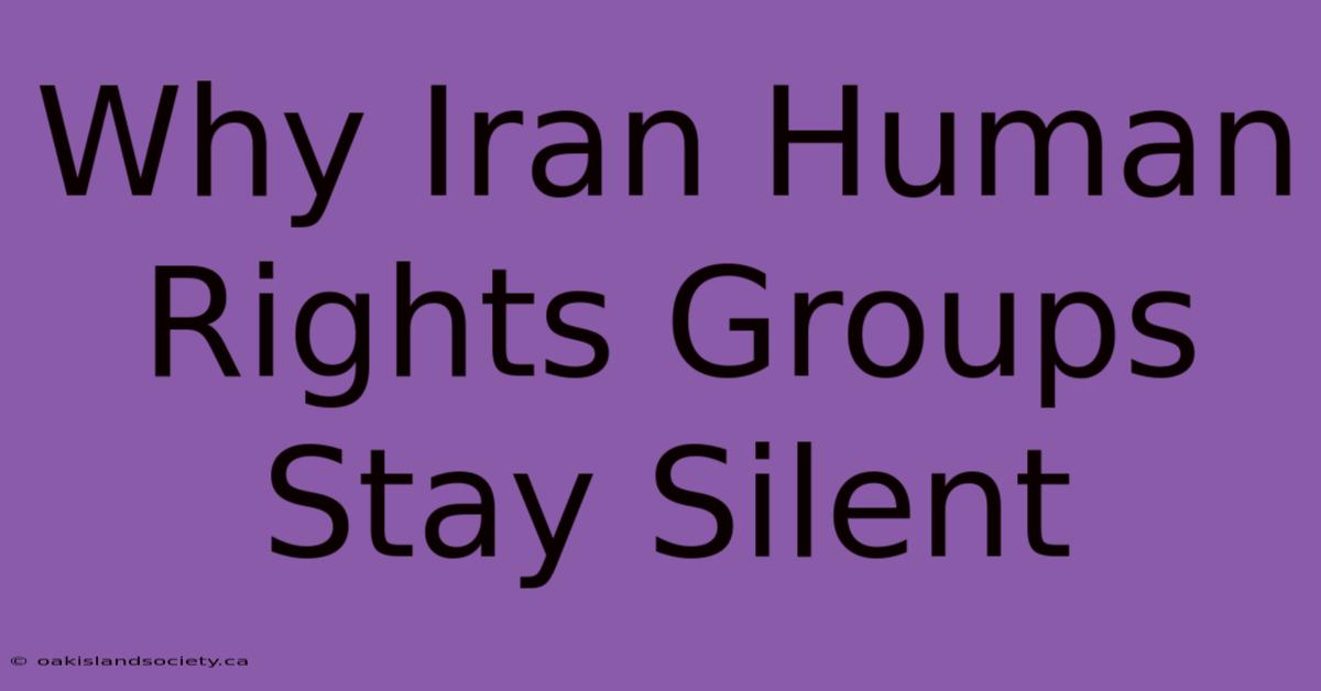 Why Iran Human Rights Groups Stay Silent