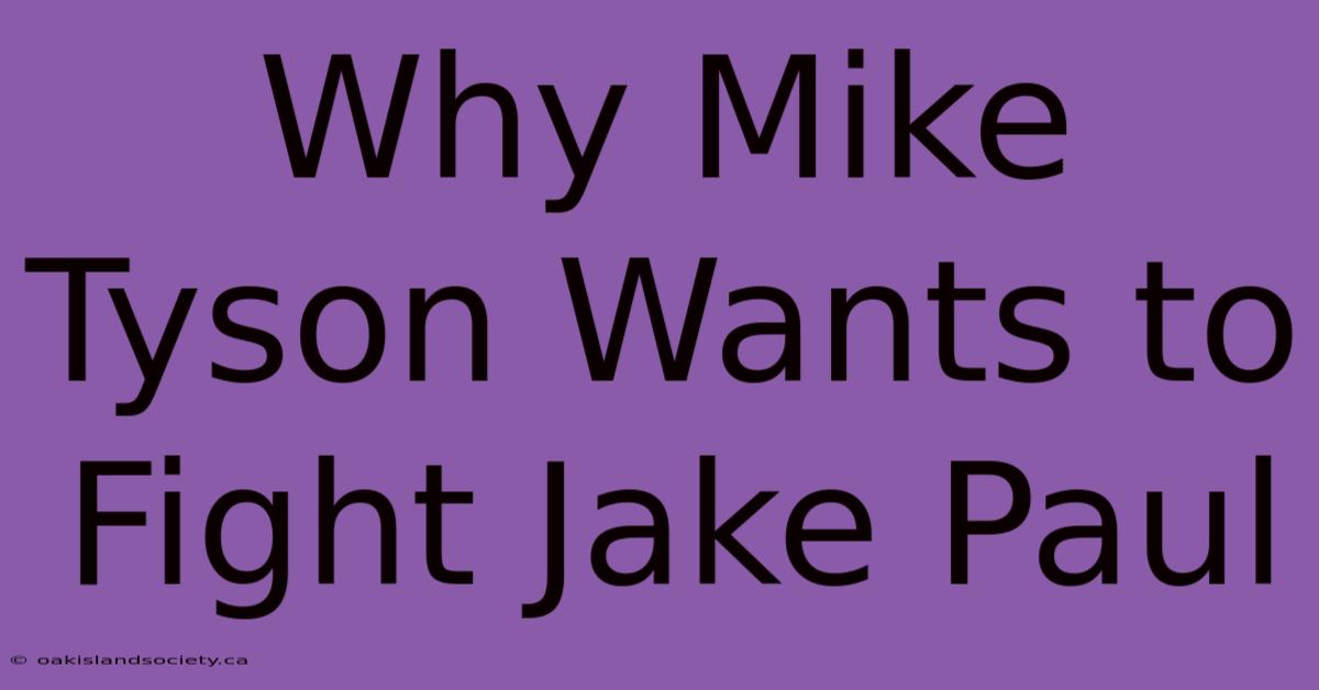 Why Mike Tyson Wants To Fight Jake Paul