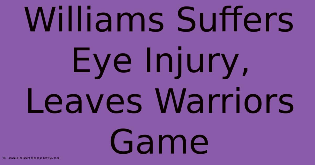 Williams Suffers Eye Injury, Leaves Warriors Game