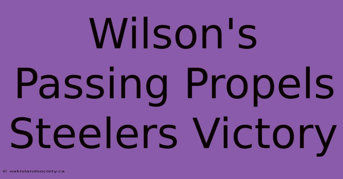 Wilson's Passing Propels Steelers Victory