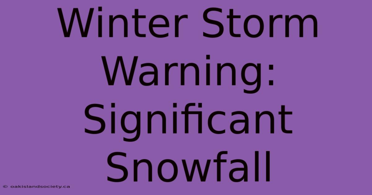 Winter Storm Warning: Significant Snowfall