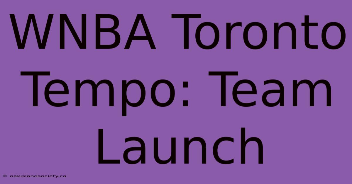 WNBA Toronto Tempo: Team Launch