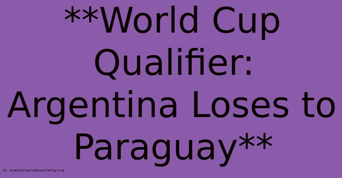 **World Cup Qualifier: Argentina Loses To Paraguay** 