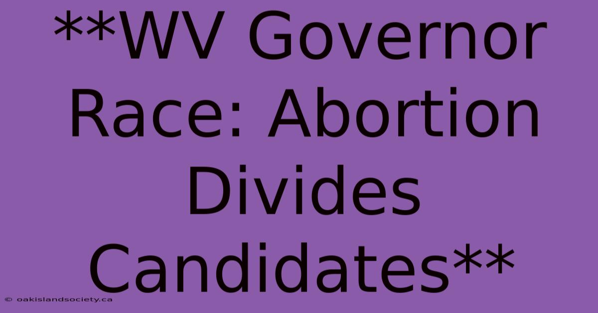 **WV Governor Race: Abortion Divides Candidates** 