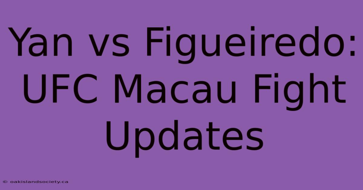 Yan Vs Figueiredo: UFC Macau Fight Updates