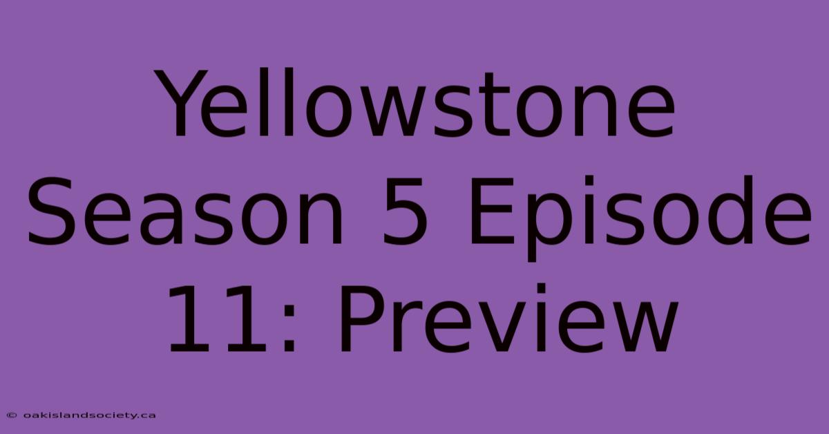 Yellowstone Season 5 Episode 11: Preview