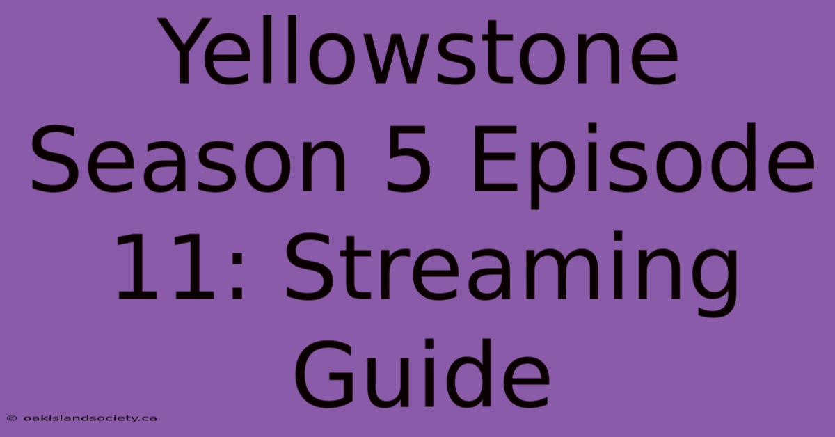 Yellowstone Season 5 Episode 11: Streaming Guide