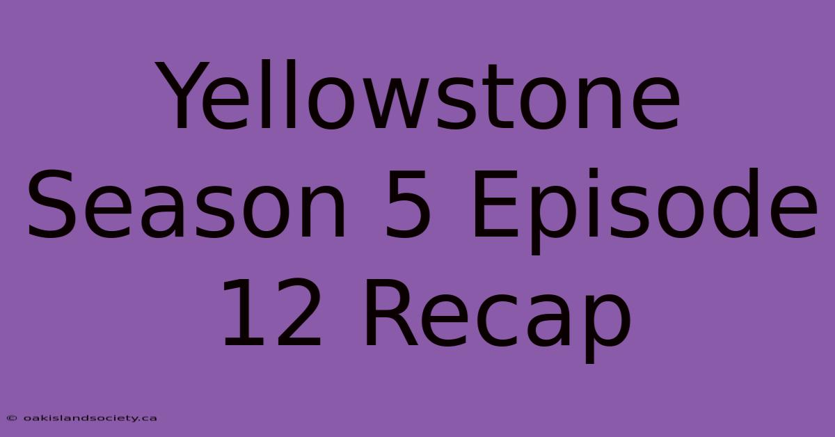 Yellowstone Season 5 Episode 12 Recap