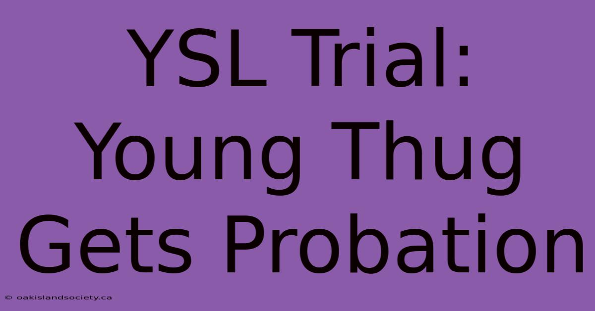 YSL Trial: Young Thug Gets Probation  