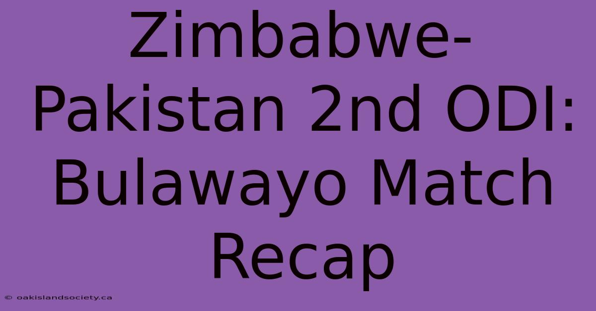 Zimbabwe-Pakistan 2nd ODI: Bulawayo Match Recap