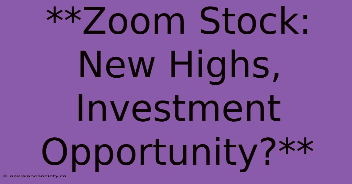 **Zoom Stock: New Highs, Investment Opportunity?** 